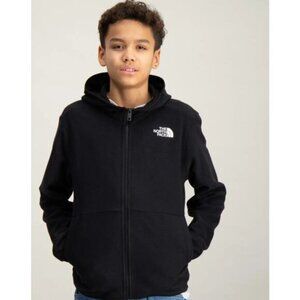 THE NORTH FACE Teen Glacier Full Zip Hooded Jacket Large Black Outdoor Coat NWT